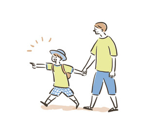 手を繋いだ親子