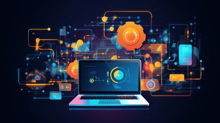 Fototapeta premium Modern Technology IT Solutions illustration