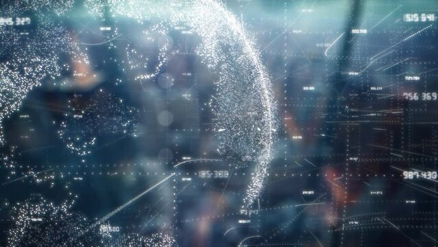 Digital earth map background. Social network connections. Global world communication big data. Bitcoin blockchain database technology concept. Business finance communicate and crypto currency web 3.0