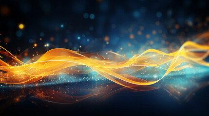 Illustration of a banner featuring a textured background that embodies the concept of data transfer technology. The design is abstract and futuristic, with dynamic lines resembling 