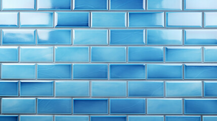 Broad tile background banner panorama showcasing a ceramic wall texture with blue light brick subway tiles. The arrangement forms a seamless pattern that enhances the visual appeal 