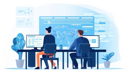 People sitting in front of the computer and write computer code