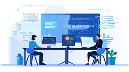 People sitting in front of the computer and write computer code