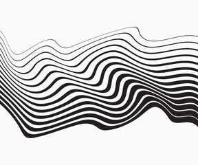 Abstract optical art background wave design black and white. Abstract seamless vector pattern. Waves. Lines. Distorted. 