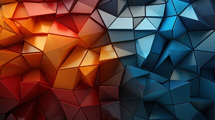 Modern 3D Texture Abstract Bright Colors Geometry Orange Blue Red Background - obrazy, fototapety, plakaty
