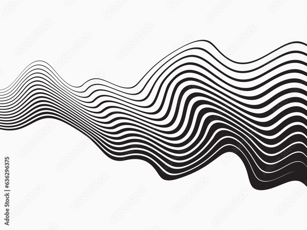 Aufkleber Vector seamless pattern with curve stripe. Black and white stripes as abstract waves for a textured pattern on the background.