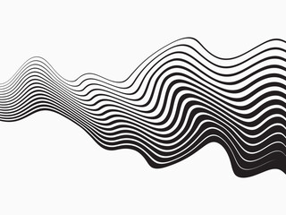 Vector seamless pattern with curve stripe. Black and white stripes as abstract waves for a textured pattern on the background.