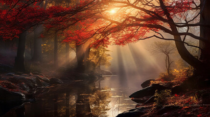 Beautiful autumn landscape. High quality illustration