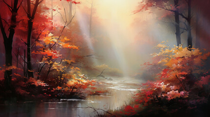 Beautiful autumn landscape. High quality illustration
