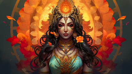 Ancient Hindu Goddess Lakshmi - obrazy, fototapety, plakaty