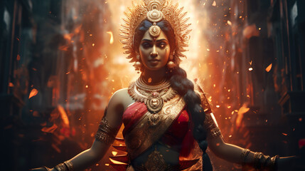 Fototapeta na wymiar Ancient Hindu Goddess Lakshmi
