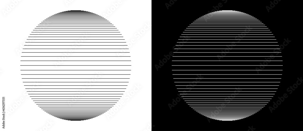 Poster art lines circle as icon or logo. globe planet concept. black shape on a white background and the sa