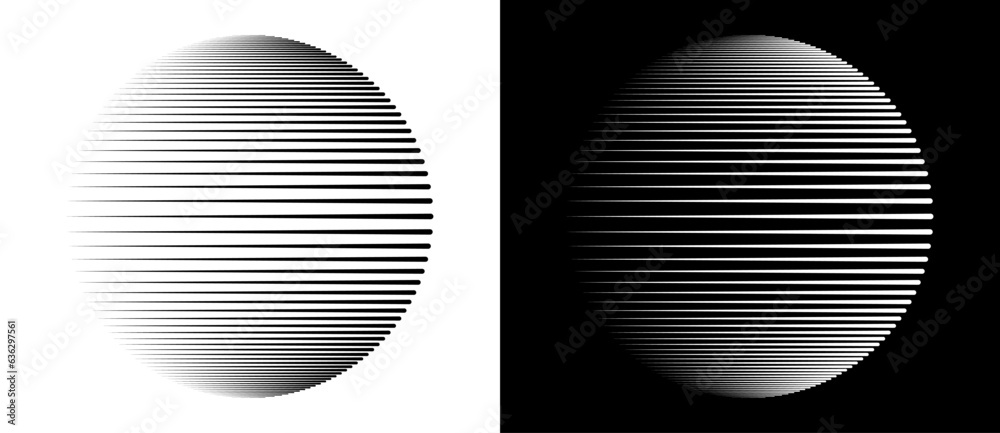 Aufkleber art lines circle as icon or logo. globe planet concept. black shape on a white background and the sa
