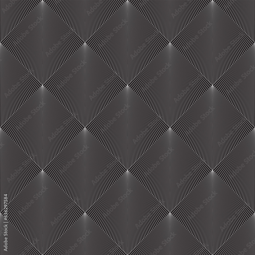 Poster abstract monochrome linear background. seamless geometric mosaic rhombuses.
