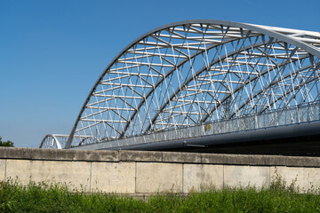 Railway bridge and a pedestrian and bicycle footbridge, connecting Grzegórzki with Zabłocie in...