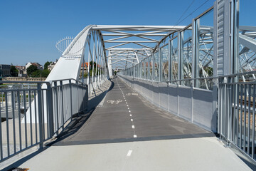Pedestrian and bicycle footbridge along the railway bridge, connecting Grzegórzki with Zabłocie...