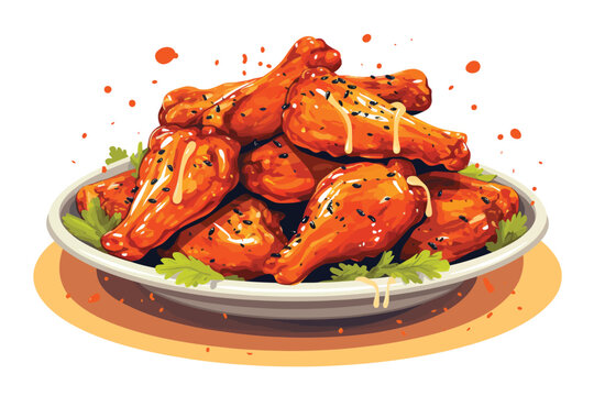 Grilled chicken wings vector flat minimalistic isolated illustration