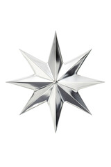A silver Christmas Star on a white background isolated PNG