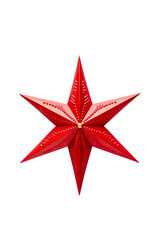 A red Christmas Star on a white background isolated PNG