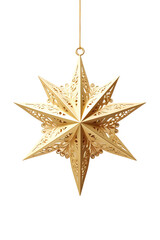 Fototapeta premium A gold Christmas Star on a white background isolated PNG
