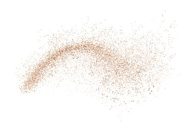 Spray chocolate powder, powder. Format PNG Explosion or splash. Flying or falling coffee. cane sugar, gently falling dust particles. Top view  design element for kitchen, bakery, advertising, video.	
