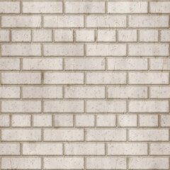 White brick seamless texture. White-grey aged brickwork background. 3d rendering digital illustration.