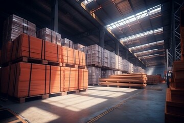 Industrial storage facility for building materials. Logistics. Transport. Generative AI