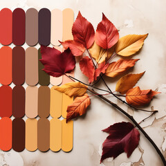Sfondo autunnale. Foglie e colori dell'autunno. Ai generated.
