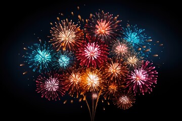 Fototapeta premium Fireworks - abstract digital illustration on black background