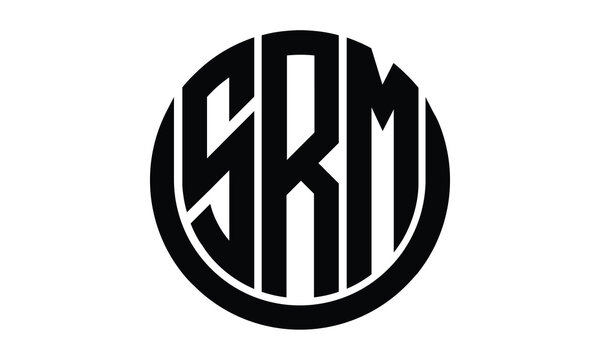 SRM shield in circle logo design vector template. lettermrk, wordmark, monogram symbol on white background.