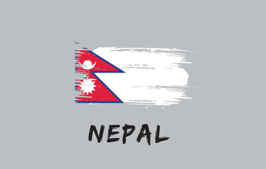 Nepal  brush painted national country flag Painted texture white background National day or Independence day design for celebration Vector illustration