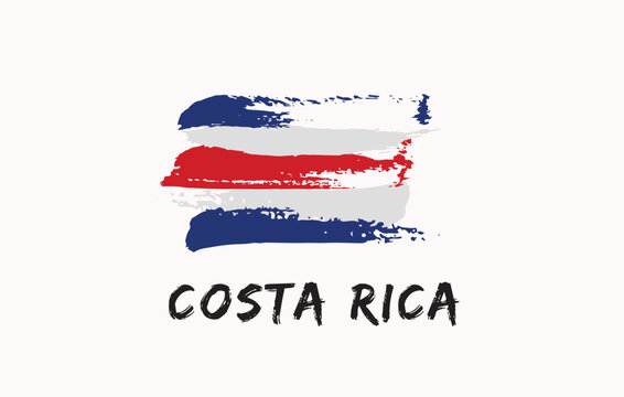 Costa Rica brush painted national country flag Painted texture white background National day or Independence day design for celebration Vector illustration