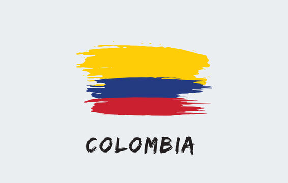 Colombia brush painted national country flag Painted texture white background National day or Independence day design for celebration Vector illustration