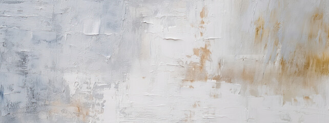 Fototapeta premium Abstract white / silver oil painting art with rough texture on wall