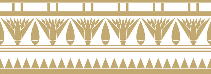 Vector ancient gold egyptian seamless ornament. Endless national ethnic border, frame..