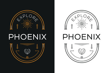 Phoenix City badge Design, Vector illustration.