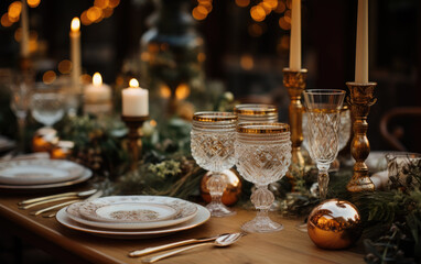 Generative ai illustration of christmas eve party table