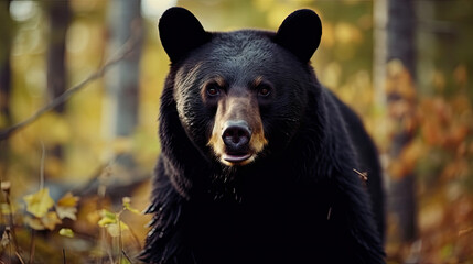 Black Bear in the Forest Portrait Created with Generative AI