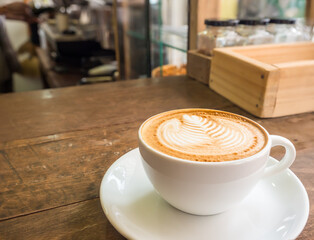 beautiful milk coffee in coffee shop