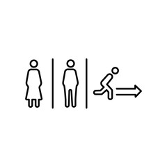 Toilet line icon set. WC sign. Men,women, Restroom for male, female. Vector graphics