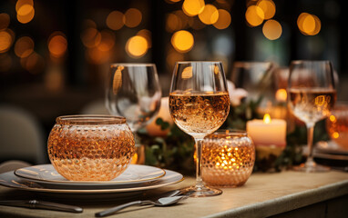 Generative ai illustration of christmas eve party table