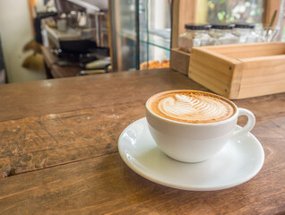 beautiful milk coffee in coffee shop