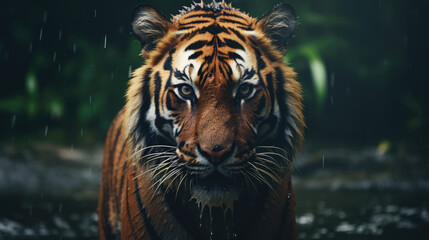 Portrait of a Tiger in Water Created with Generative AI