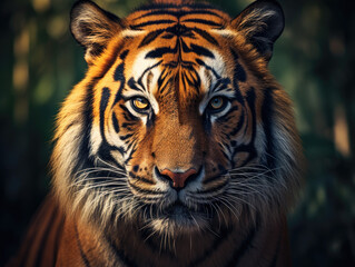 Stunning Tiger Close-Up Portrait in Natural Habitat Created with Generative AI	