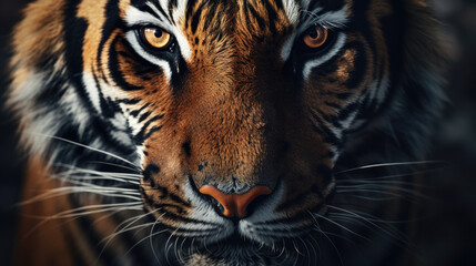 Stunning Tiger Close-Up Portrait in Natural Habitat Created with Generative AI	