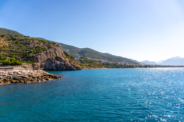 Sea waves and fantastic rocky coast diving place Alanya Turkey 