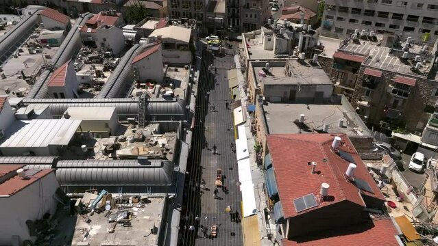 Jerusalems Mahane Yehuda market, Popular with locals and tourists alike, Aerial view