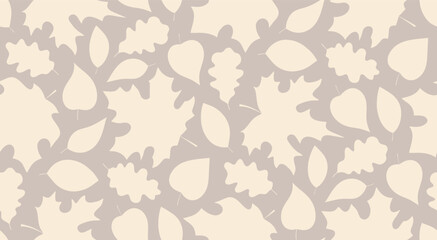 Autumn seamless pattern with leaf fall, silhouette.