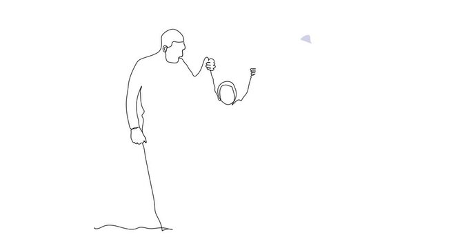 Vector line art video of mother, father, and little girl. family, parenthood concept line art vector animation video.  small family continuous line art vector. 4k video