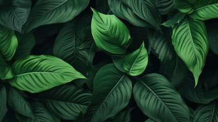 Green leaves background created with Generative AI